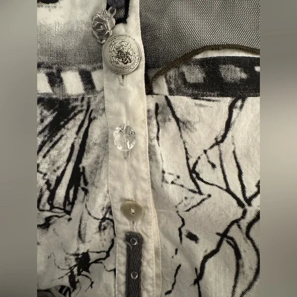 Tango Mango Collection Art-to-Wear Patchwork Embellished Tunic Shirt Small - Picture 6 of 13